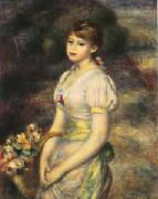 Pierre Renoir Young Girl with Flowers Norge oil painting reproduction